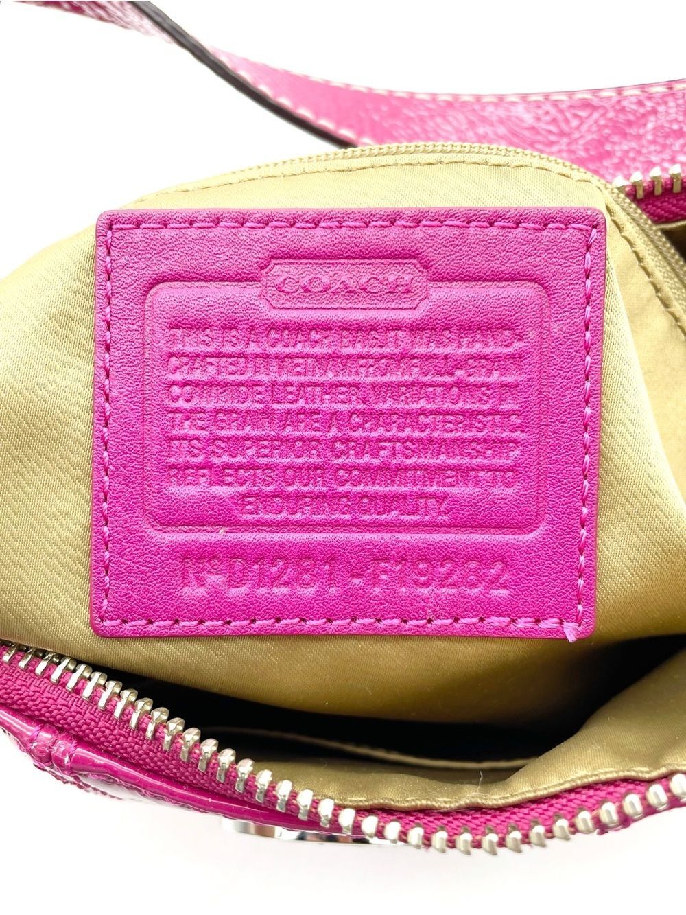 Coach F19282 1941 C Stitch Patent Leather Hobo Shoulder Bag Magenta Pink Purse - Picture 13 of 15